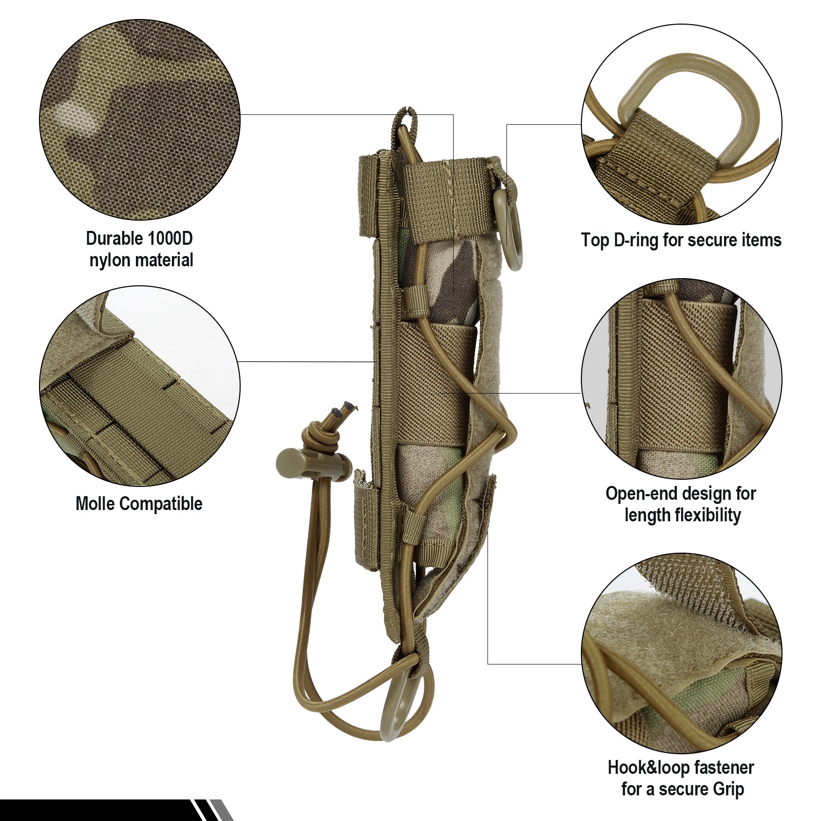 Flashlight Pouch 04 丨 MOLLE System & Adjustable Size